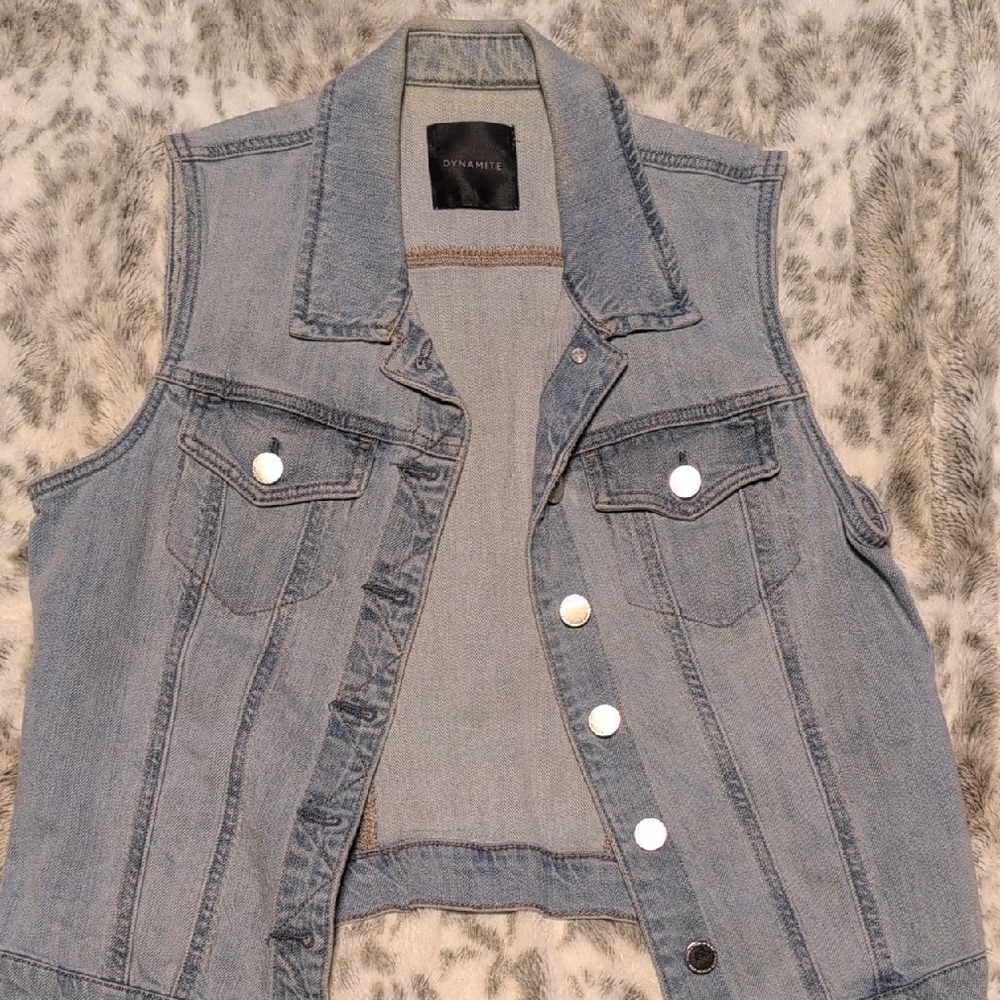 Dynamite Denim Vest with Button Accents